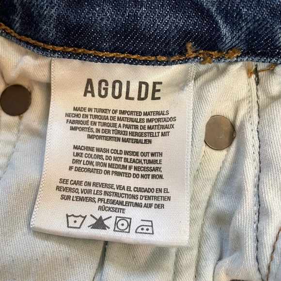 AGOLDE Toni Mid Rise Straight Leg Ankle Blue Denim Jean Distressed Hem Size 28 - Picture 11 of 13